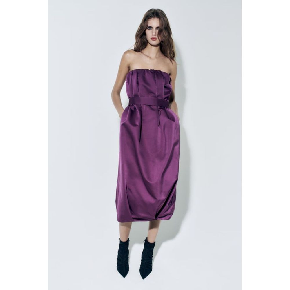 ZARA STRAPLESS TAFFETA DRESS LIMITED EDITION